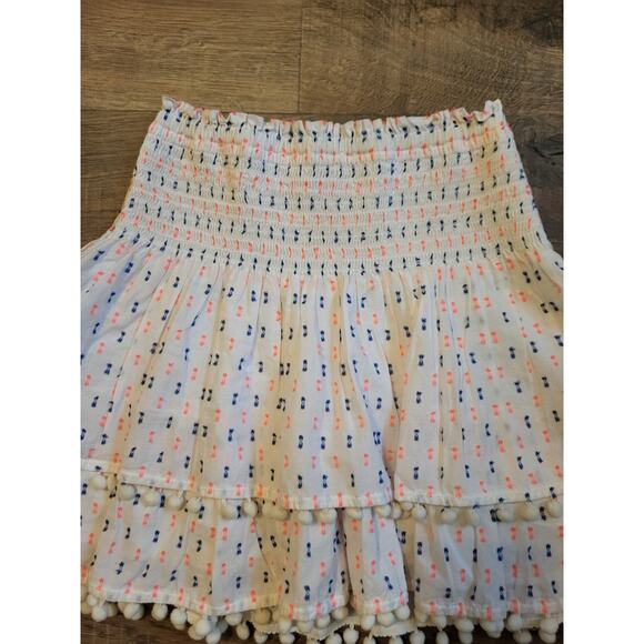 Lilly Pulitzer Ethenia Tiered Smocked Waist Skirt Pom Pom Details XXS Festival - Picture 2 of 9